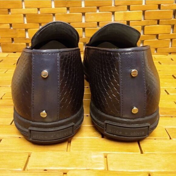 EUC ALICE & OLIVIA Navy Blue Pointed Toe Python Print Loafers Size 8.5 (39) - Picture 8 of 11